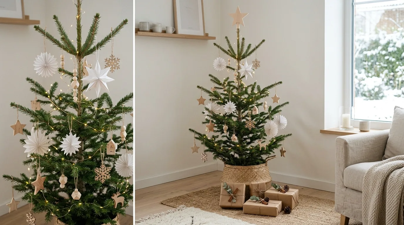 Let the tree stay simple and naturally shaped inspiration for a Scandinavian holiday home.